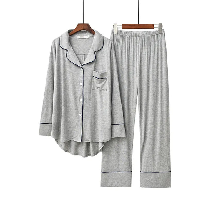 Soft Collar Pajama Set - 2 Piece