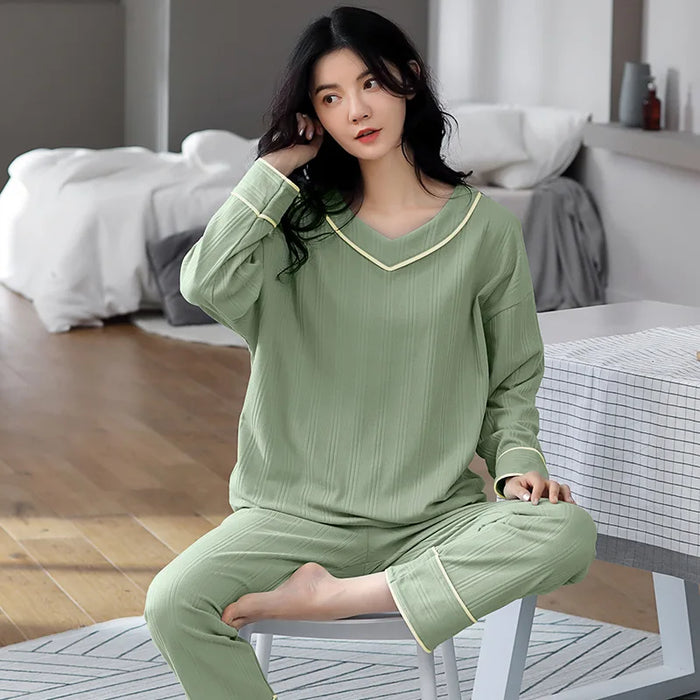 Casual Plus Size Full Cotton Pajamas for Women