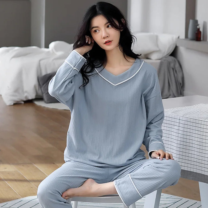 Casual Plus Size Full Cotton Pajamas for Women